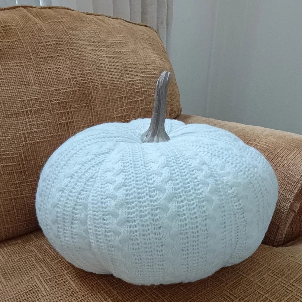 Huge Cable Knit Sweater Pumpkin Accent Pillow Fall Farmhouse Decor